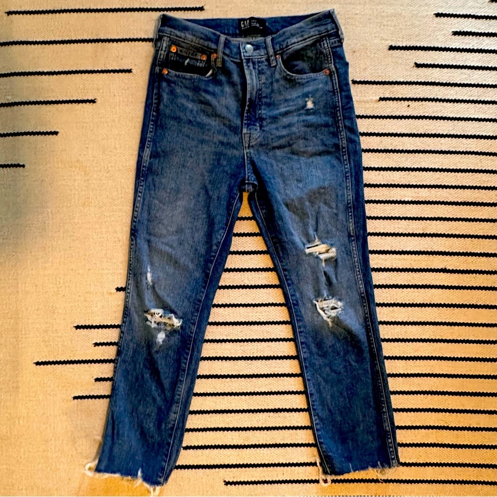 Gap distressed high rise vintage slim jeans
